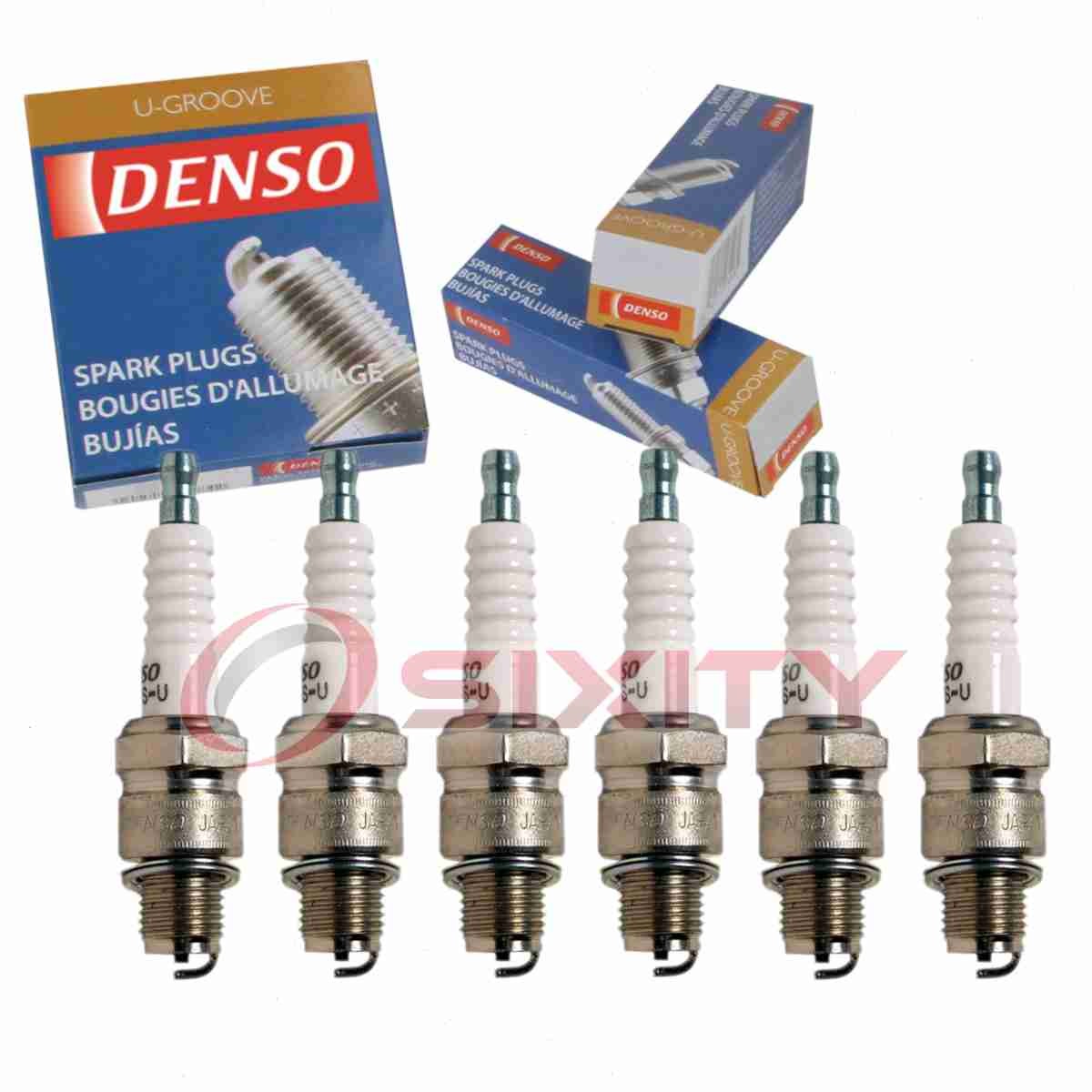 6 pc DENSO 4038 Standard U-Groove Spark Plugs for W24FS-U 5510 Ignition Wire pp