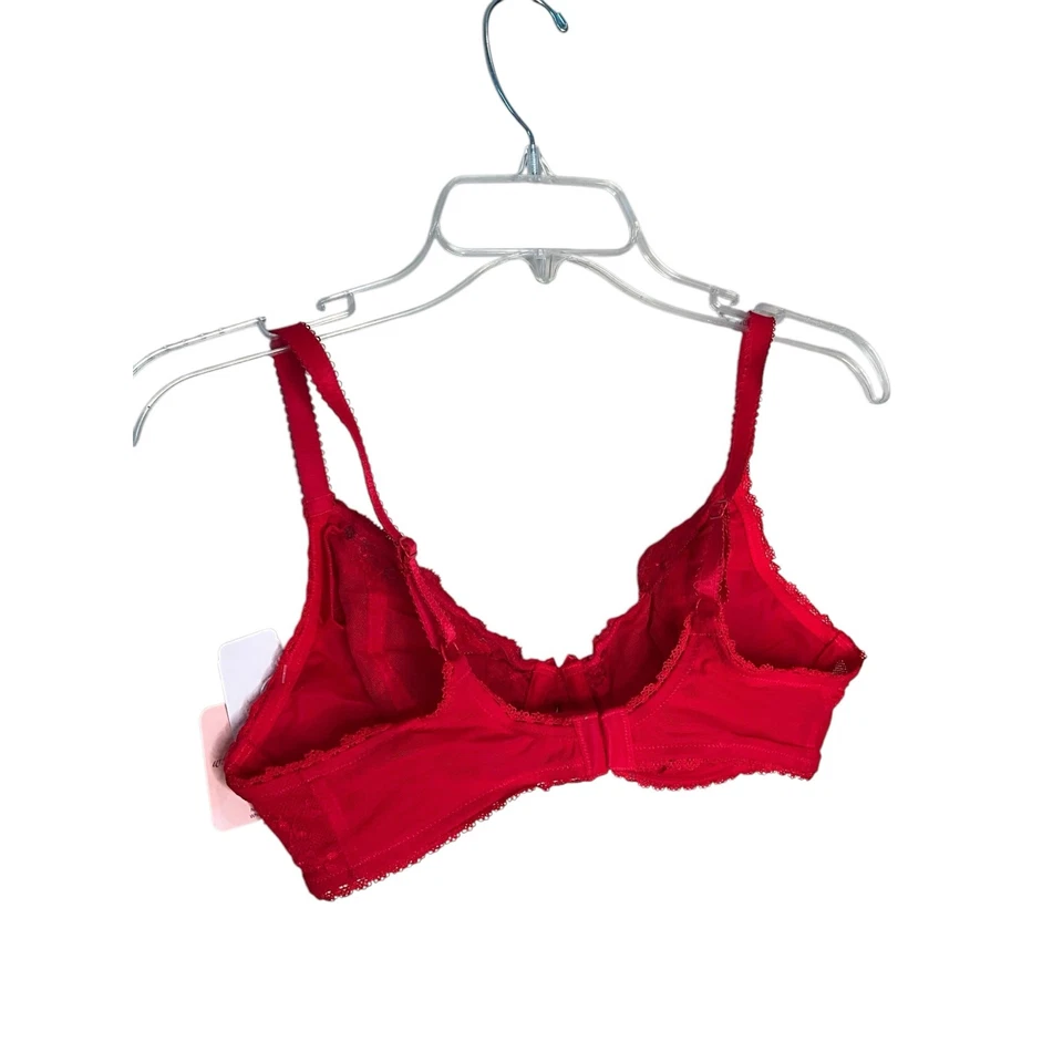 Sujetador Lunaire para mujer 15211 caprichoso Barbados encaje Demi con aros rojo talla 36D NUEVO Foto 2 de 2