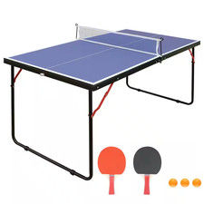 53.94 In. Table Tennis Table Midsize Foldable Portable Ping Pong Table Set wit