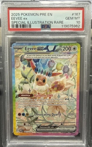 2025 Eevee ex 167/131 Sv: Prismatic Evolutions Holo Special Illustration PSA 10