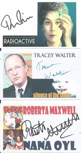 3 SIGNED AUTOGRAPH CARDS! ROSAMUND PIKE, TRACEY WALTER SILENCE LAMBS & R MAXWELL