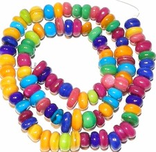 MP677 Assorted Color 8mm Rondelle Chip Mother of Pearl Shell Gemstone Beads 15"