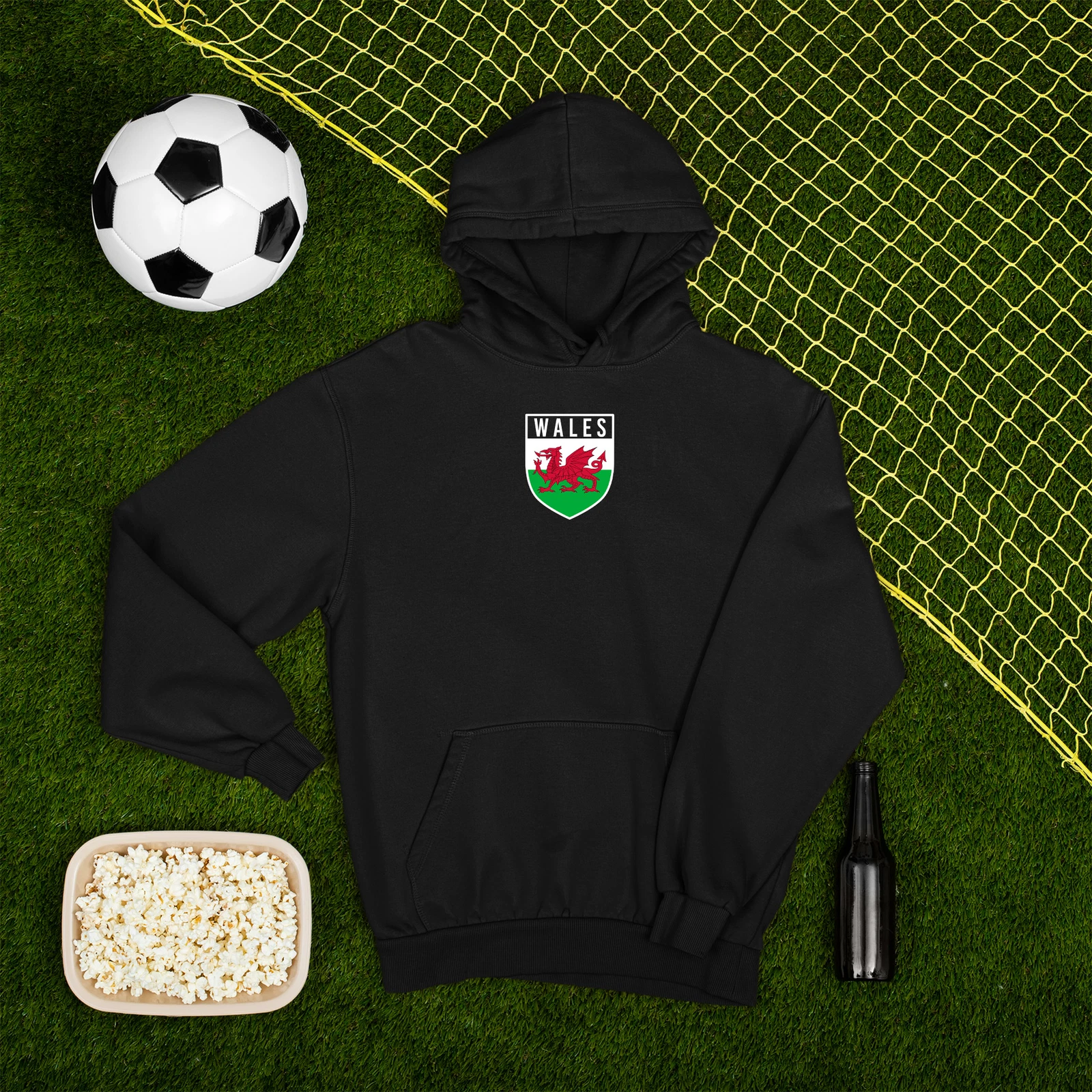 VETEMENTS Felpa con cappuccio Galles Distintivo Bambini Paese Evento Sportivo Walsh Rosso Drago Sostenitori...