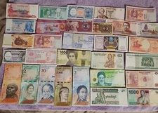  Lot of 30 Different Foreign PAPER MONEY BANKNOTES WORLD CURRENCY UNC 