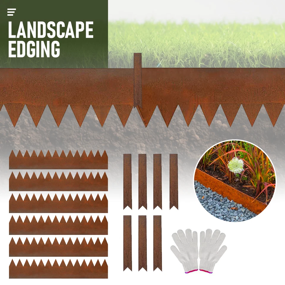 Landscape Edging 6M Pre-Rusted Cor-Ten Steel Metal Edging Border No-Dig Hammer - image 2 of 4