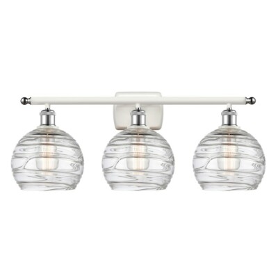 Innovations B Deco Swirl 3-LT Vanity, WH/PC, Trans/Sphere - 516-3W-WPC-G1213-8