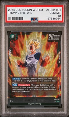 2024 DBS Fusion World #FB02-091 Trunks : Future - Super Rare PSA 10 POP 5