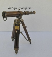 Solid Brass Telescope with Wooden Tripod Antique/Nautical/Vintage Decorative