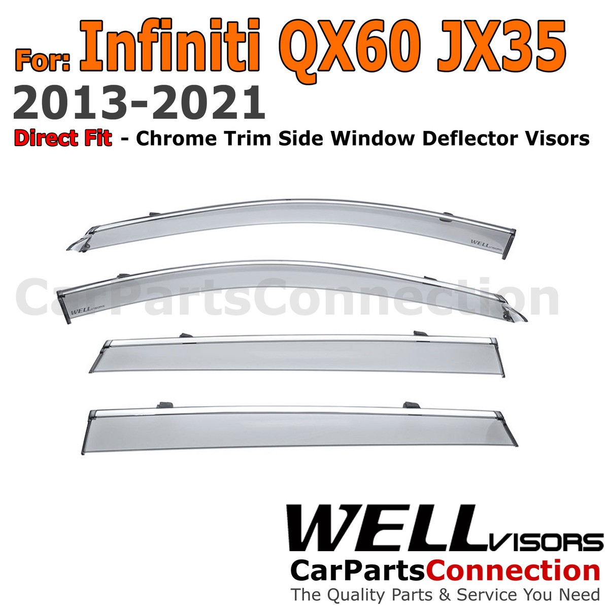 WellVisors Window Visors 2013-2021 For Infiniti QX60 JX35 Side