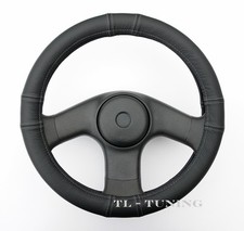 Lenkradbezug Echtes Leder GRAUE FADEN Lenkradhülle, Lenkradschoner / Ø 37-39 Neu