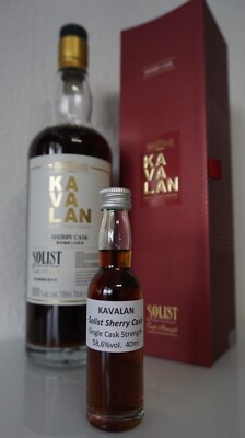 KAVALAN Solist Sherry Cask Single Malt Whisky Sample 40 ml Cask Strength 4 cl