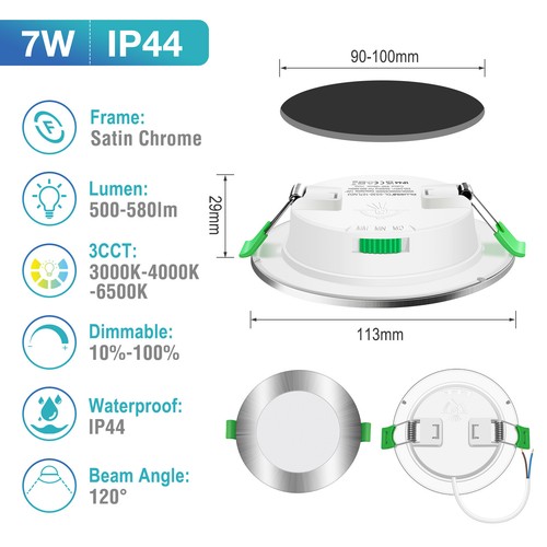 6PACK IP65 LED Recessed Ceiling Light 3CCT Dimmable Ultra Slim 5W/7W Spot Light - Picture 26 of 30