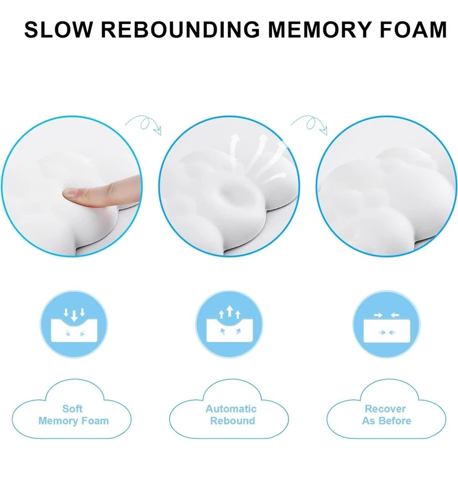 Cloud Wrist Rest Keyboard, Rainbow Cloud Palm Rest Keyboard with PU Leather,... - Image 4 of 4