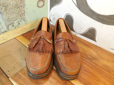 E. T. Wright Brown Leather Kiltie Tassel Loafers Men display picture 3