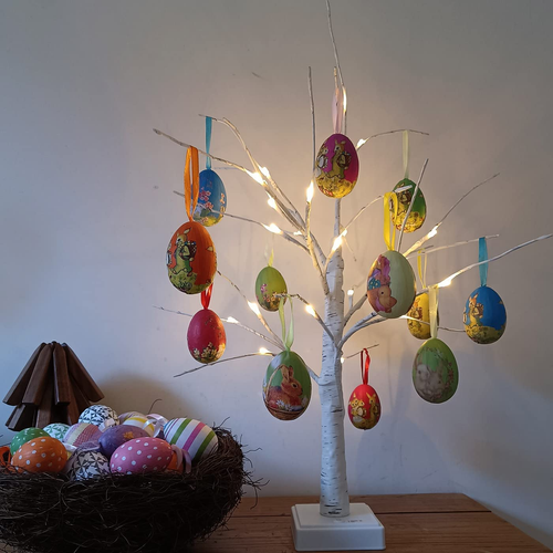 12Pcs Vintage Style Paper Mache Foam Egg Hanging Ornaments Easter Decoration - 第 4/12 張圖片