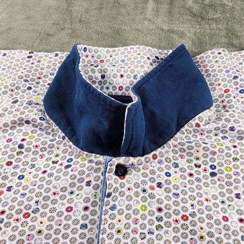 Visconti Black Men's S/S Polo Sz. M Geometric Flower Print Travel Leisure Cotton - Picture 9 of 9