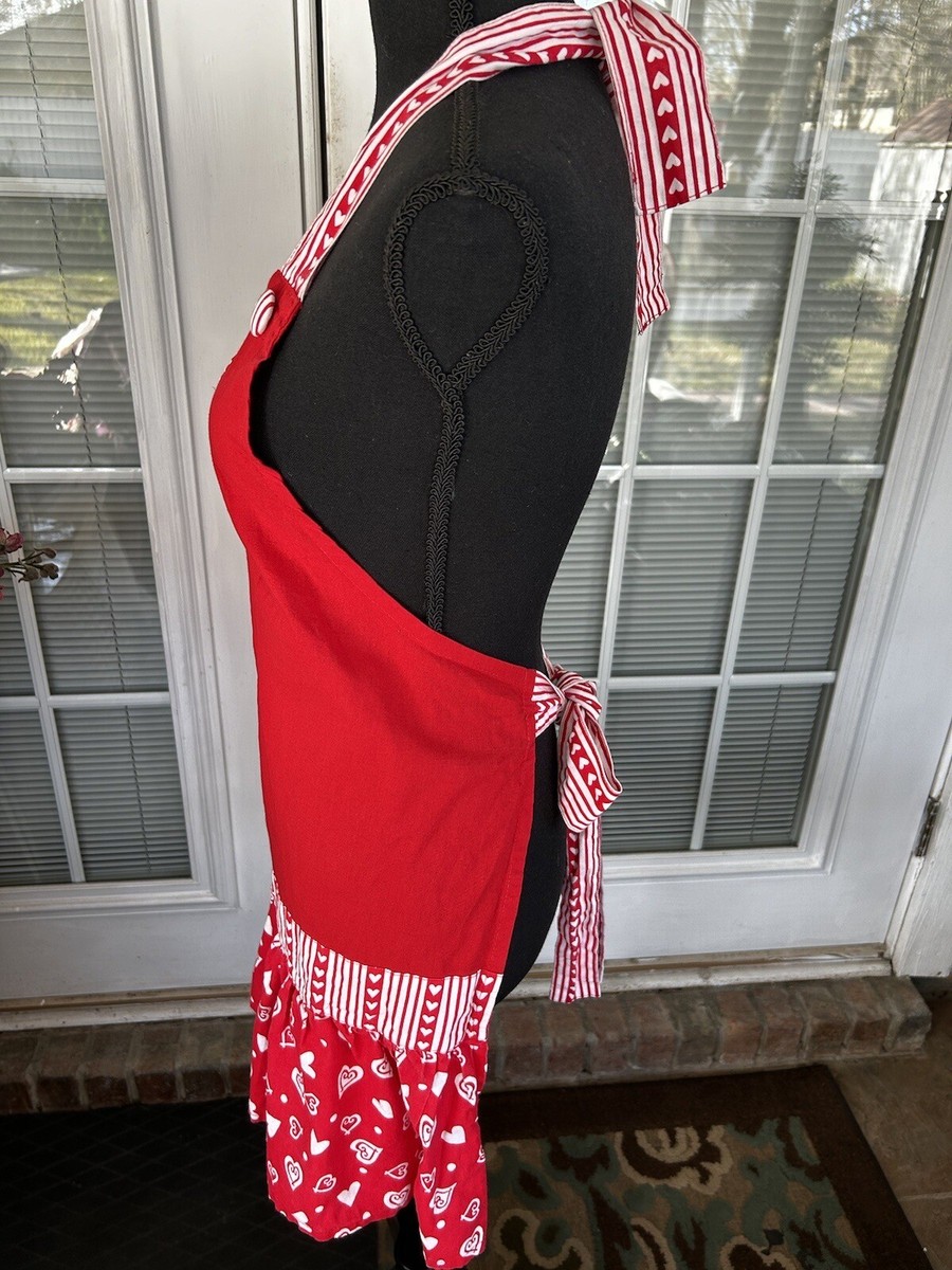 46オーダー用パネル  valentine VTG Valentines Hearts Design Apron Embroidered , Ruffles | eBay