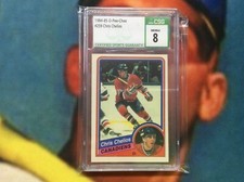 1984-85 O-Pee-Chee Chris Chelios Rookie RC Card #259 CSG 8 Graded Hockey card