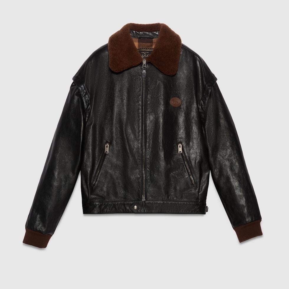 【関税&送料込み】Gucci Jackets And Vests Gucci leather jacket with Reversible Sleeves -With Tags- RRP