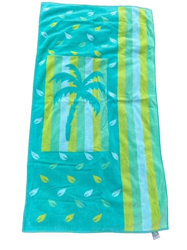 Vintage Palm Cove Large Beach Bath Towel 65x35 Cotton India Palm Tree