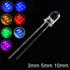 Clear Bright LED Diodes 3/5/10mm White Yellow Red Green Blue Pink Purple