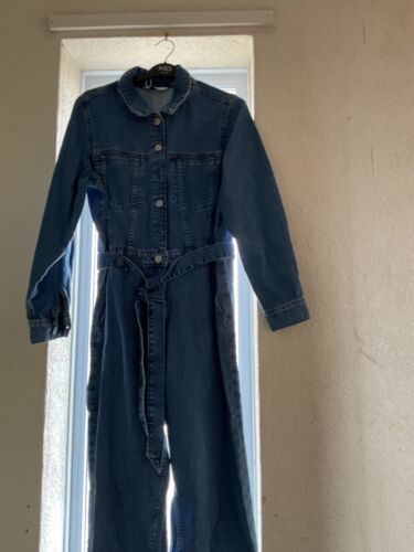 Brand New Denim Belted Jumpsuit Size 16 Blue Denim - Picture 13 of 24