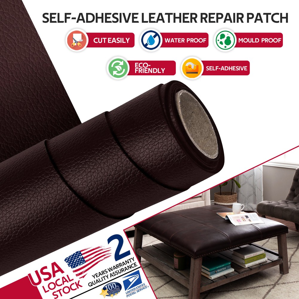 Coffee PU Leather Repair Kit Self-Adhesive Patch Stick Leather office Chair Sofa