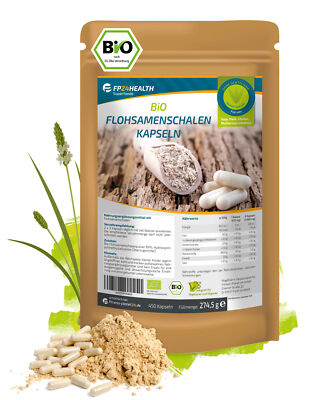 FP24 Health Bio Flohsamenschalen Kapseln 450 Stk - Flohsamen - Verdauung