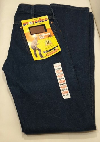 VTG Wrangler Men's Blue Jeans 28x36 Denim Cowboy Cut Pro Rodeo Rigid ...