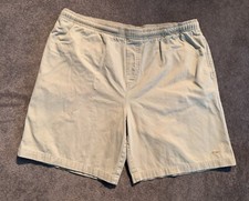 VTG OP Ocean Pacific Khaki Beach Shorts Sz L Beige Elastic Waist Skater Surfer