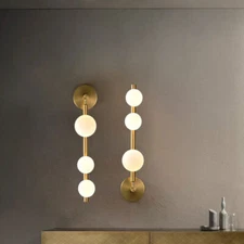 Mid-Century Modern Wall Lamp Chandelier 3 Globe Glass Shades Wall Light Sconce