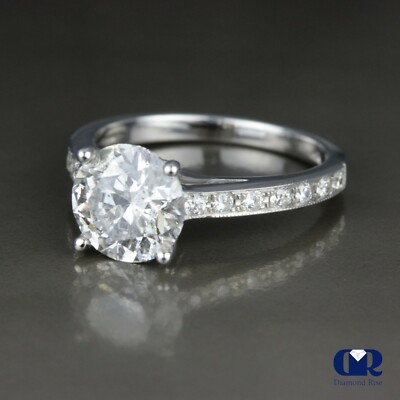 2.45 Carat Round Cut Diamond Engagement Ring In 14K White Gold | eBay