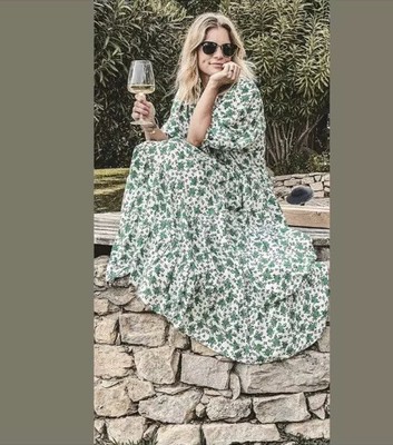 green floral print midi dress