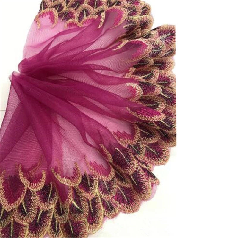 Peacock Tulle Lace Trim Ribbon Embroidery Feather Wedding Fabric Sewing DIY - Image 4 of 4