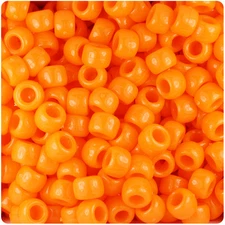 BeadTin Orange Opaque 9mm Barrel Pony Beads (500pcs)