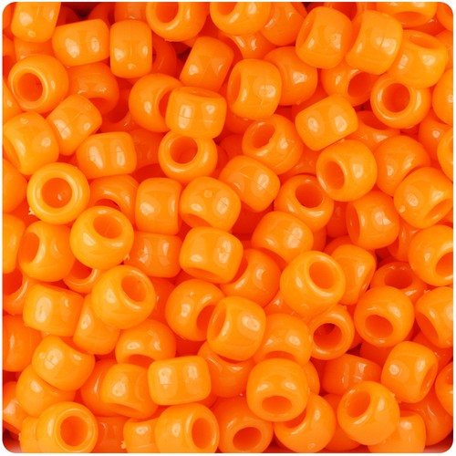 BeadTin Orange Opaque 9mm Barrel Pony Beads (500pcs) - 第 1/1 張圖片