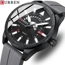 CURREN Men Watch Date Display Sport Watches Male Business Silicone Wristwatch
