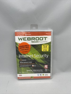 Webroot Secure Anywhere Antivirus Software Internet Security 3-Device New x1