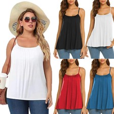 Women's Swing Flowy Cami with Built in Bra Sleeveless Loose Fit Tank Top S-4XL