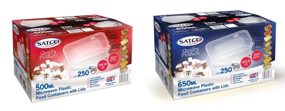 SATCO Plastic Food Containers with Lids 500ml/650ml Re-usable Microwave BPA Free - Image 4 of 4