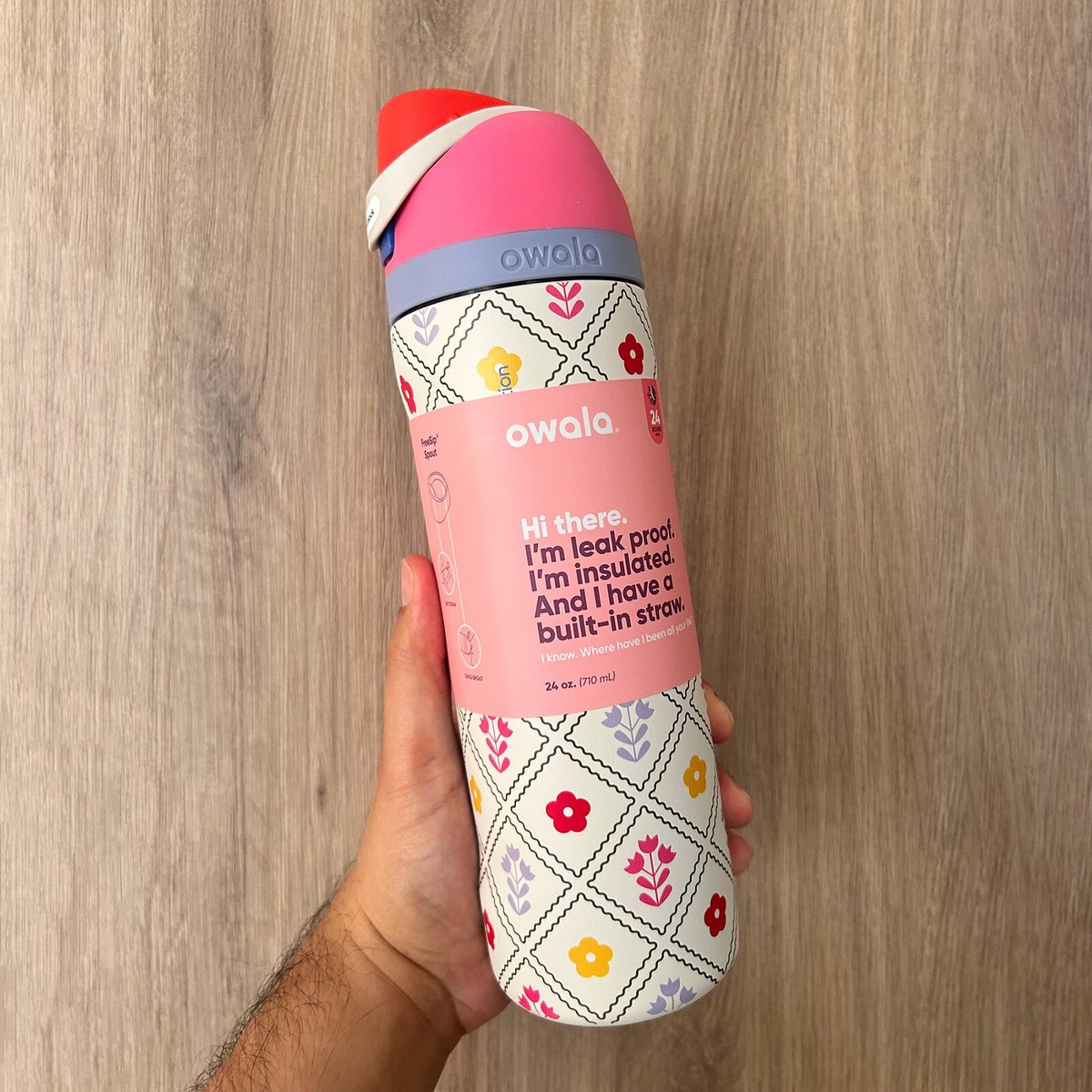 Owala 32oz FreeSip Water Bottle Garden Whimsy Floral Sport Bottle