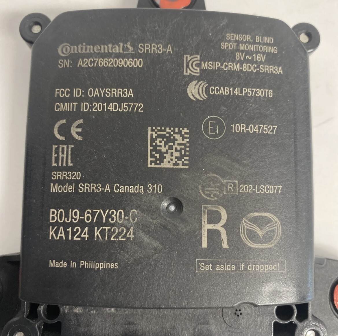 2019-2021 MAZDA 3 BSM BLIND SPOT MONITOR SENSOR OEM #B0J9-67Y30-C