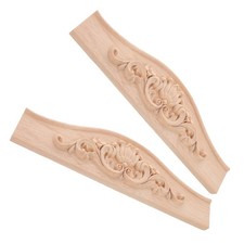 2 Pcs Wood Carved Applique Wooden Onlay Ornate Carving for Wall Large Appliques
