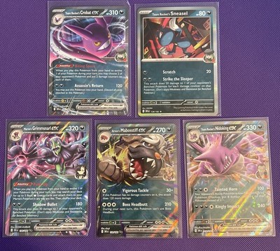 Pokémon TCG Team Rockets EXs Nidoking, Crobat, Mabosstiff, Grimmsnarl &Sneasel.