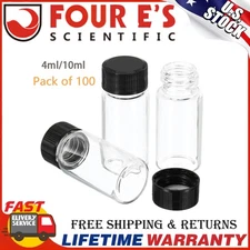 100PCS 4ml/10ml Glass Vials w/ Screw Caps Sample Vials Clear Small Bottle New