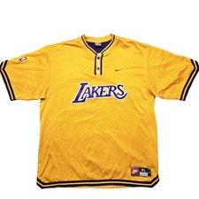 Vintage Los Angeles Lakers Jersey Mens XL Yellow NBA Basketball Nike Henley 90s