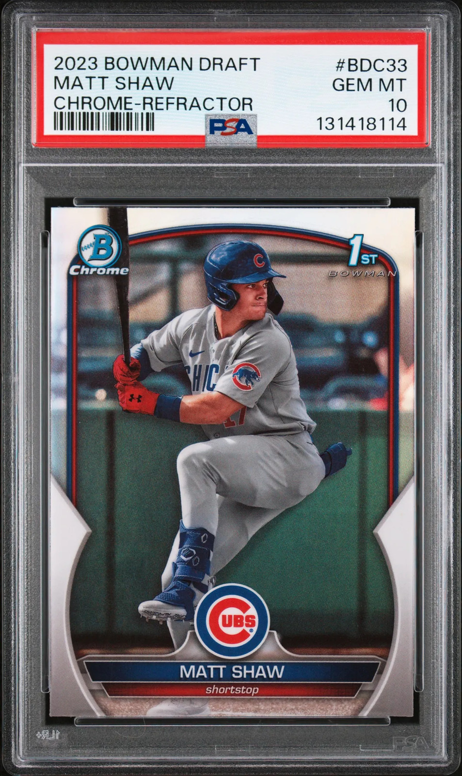 Matt Shaw 2023 Bowman Draft #BDC33 Chrome Refractor PSA 10