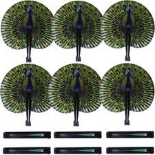 10 Pcs Peacock Paper Fans Foldable Handheld Chinese and Japanese Fans Bulk for