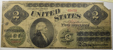 1862 $2 LEGAL TENDER ~ Fr41a ALEXANDER HAMILTON ~ VF DETAILS! INV#079