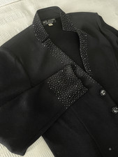 St. John Evening by Marie Gray Rhinestone Embellished Knit Jacket Size 14 Flaw